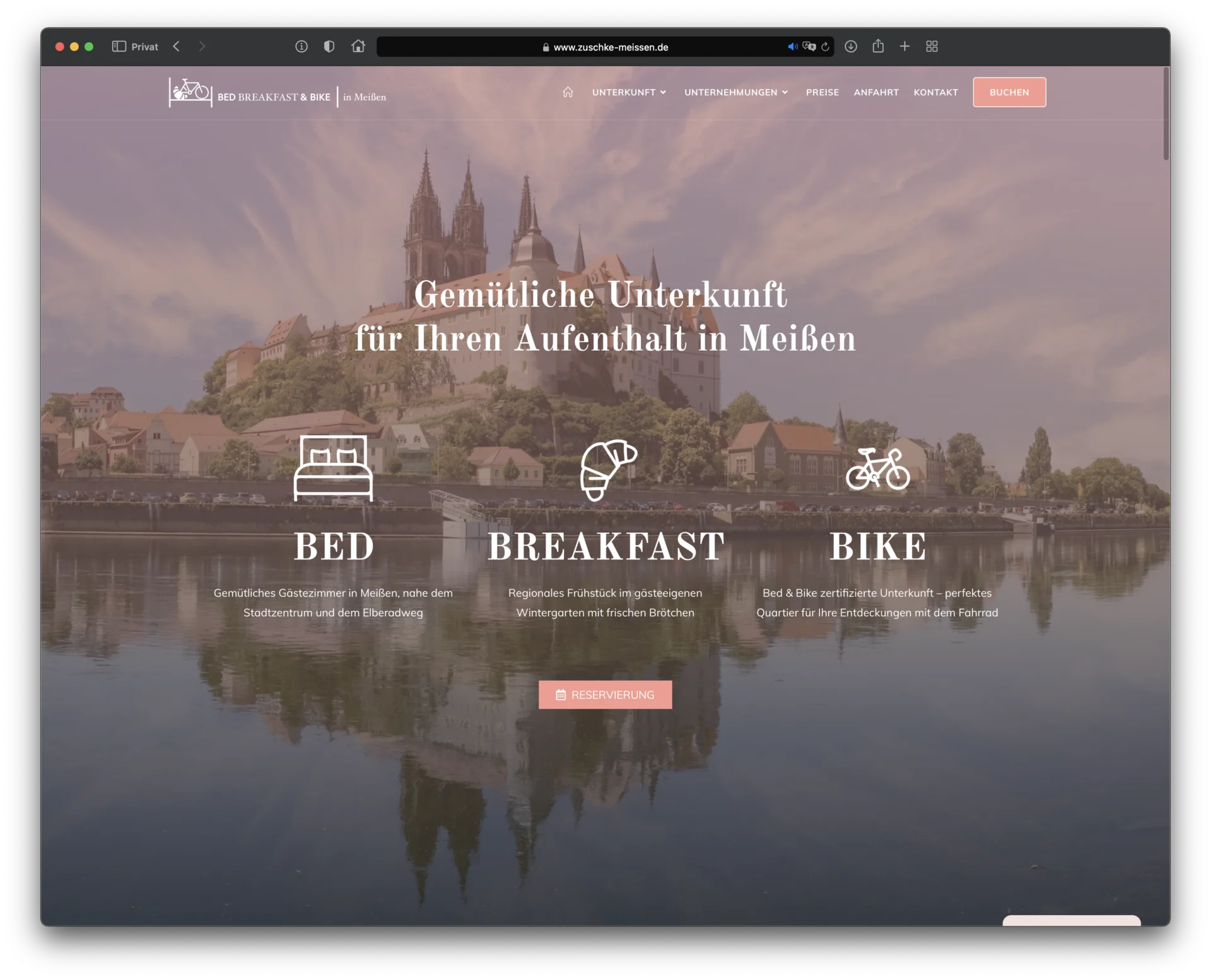 Homepage der Pension in Meißen