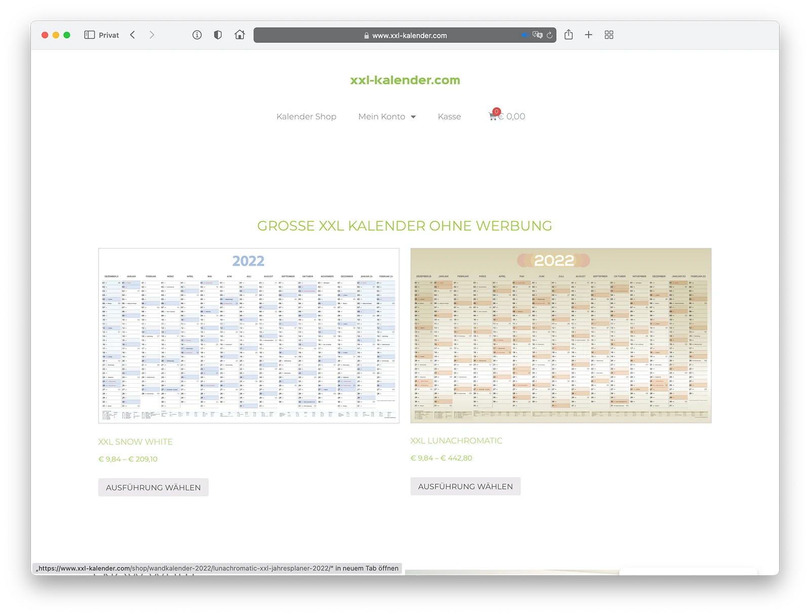 Kalender ohne Werbung Shop