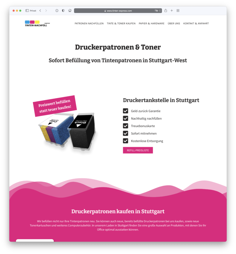 webdesign TINTEN-NACHFÜLL express Startseite