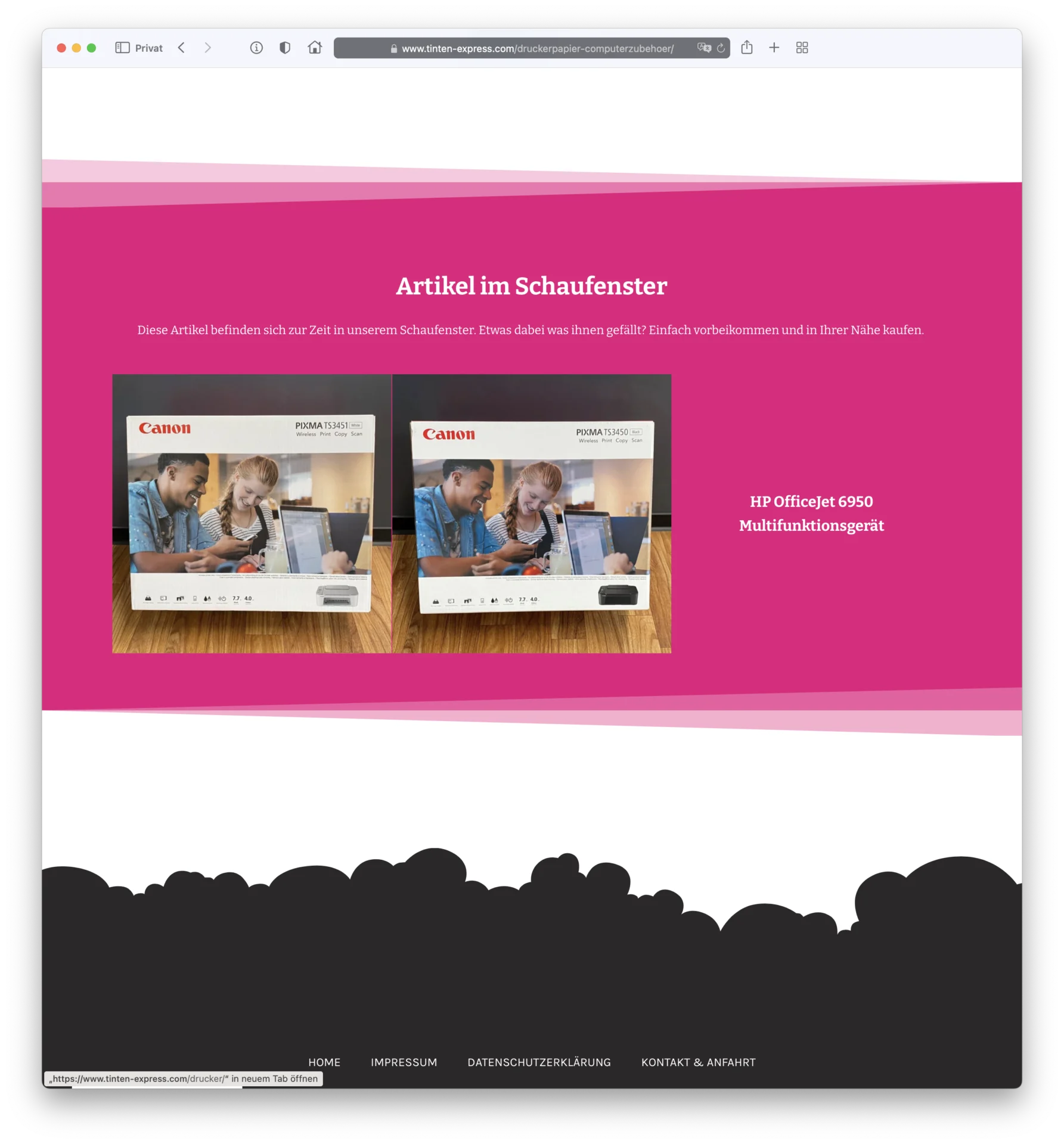 webdesign TINTEN-NACHFÜLL express Produkte