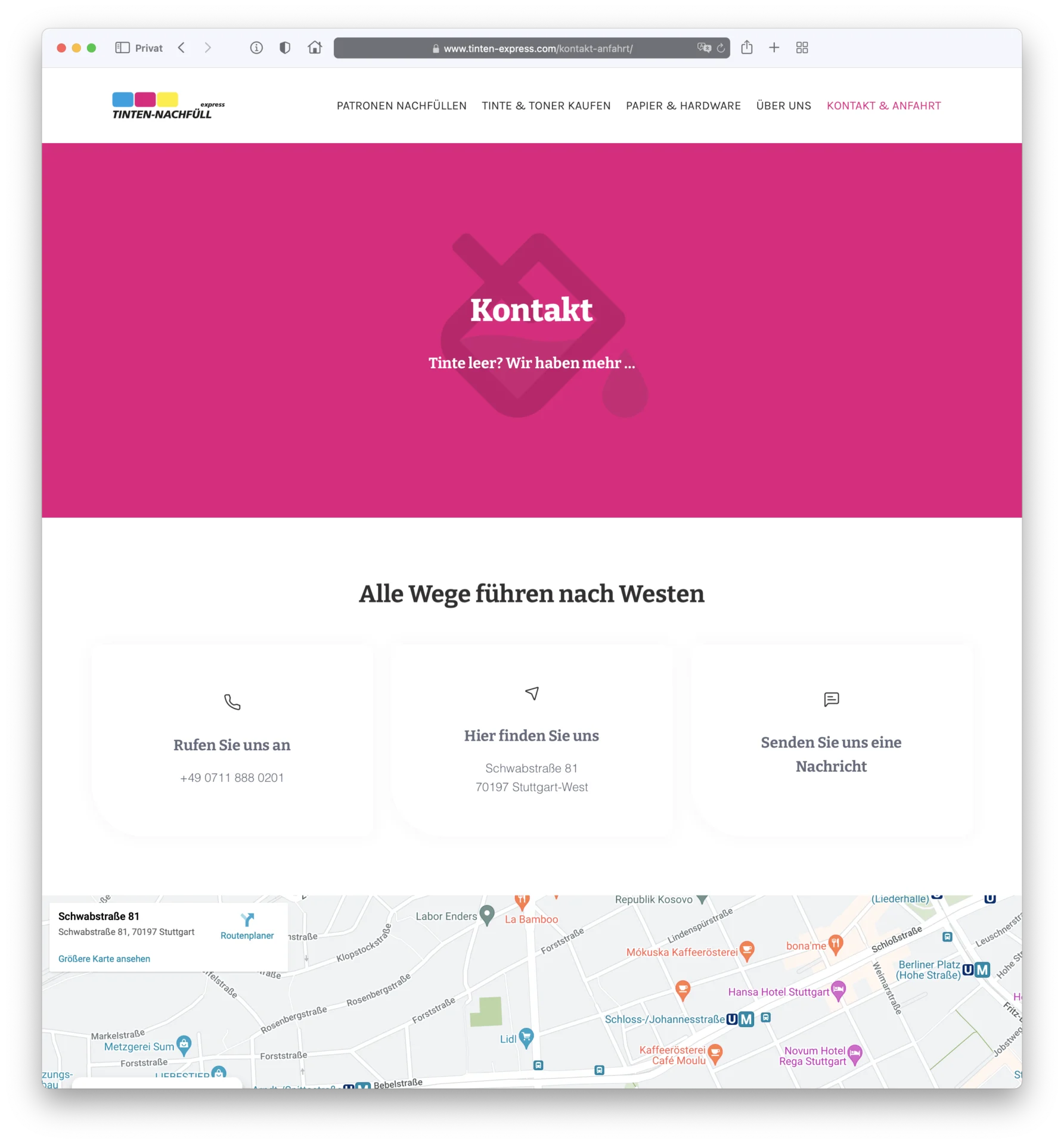 Webdarstellung der Anfahrt