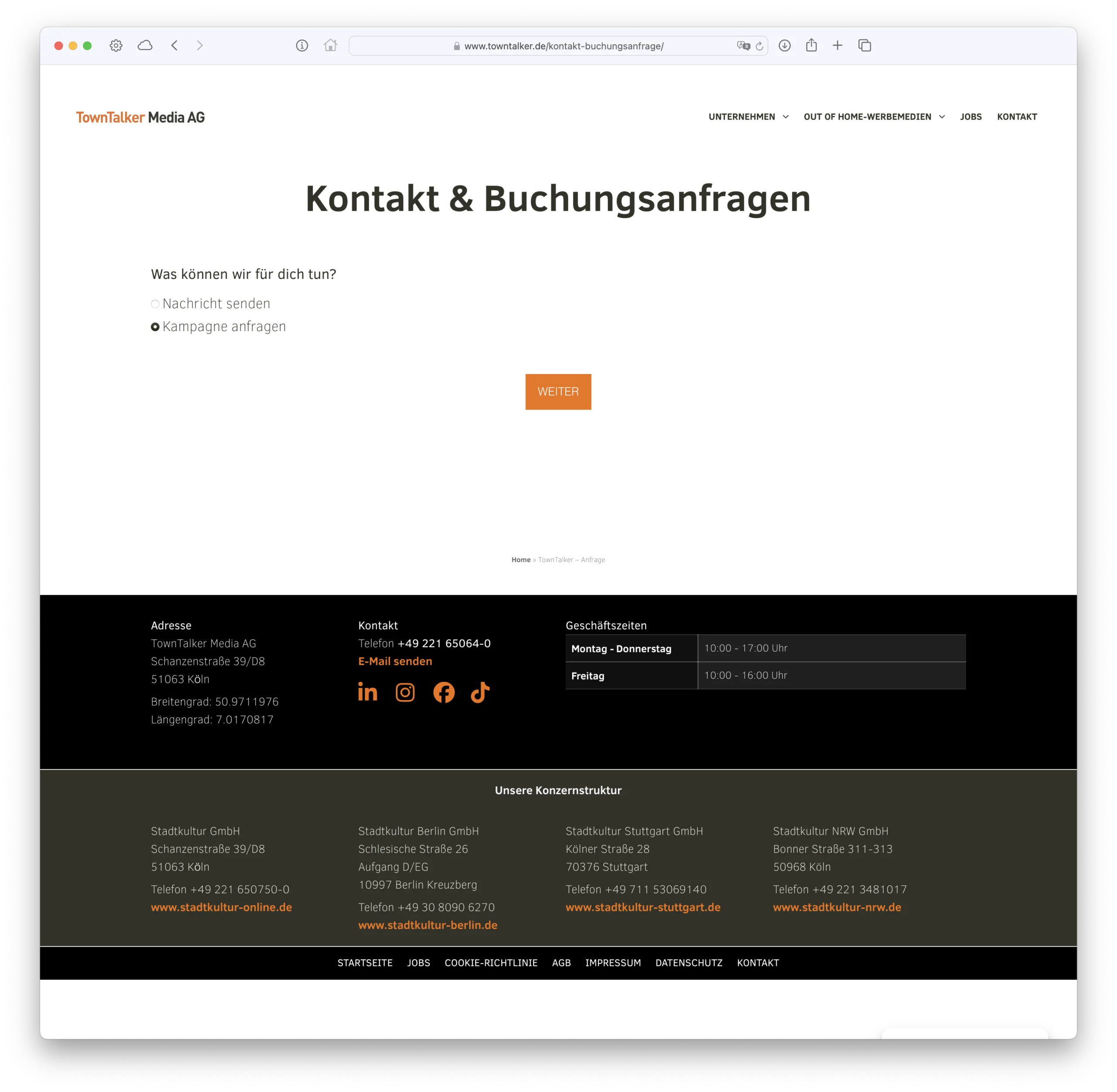 Intelligentes Anfrageformular
