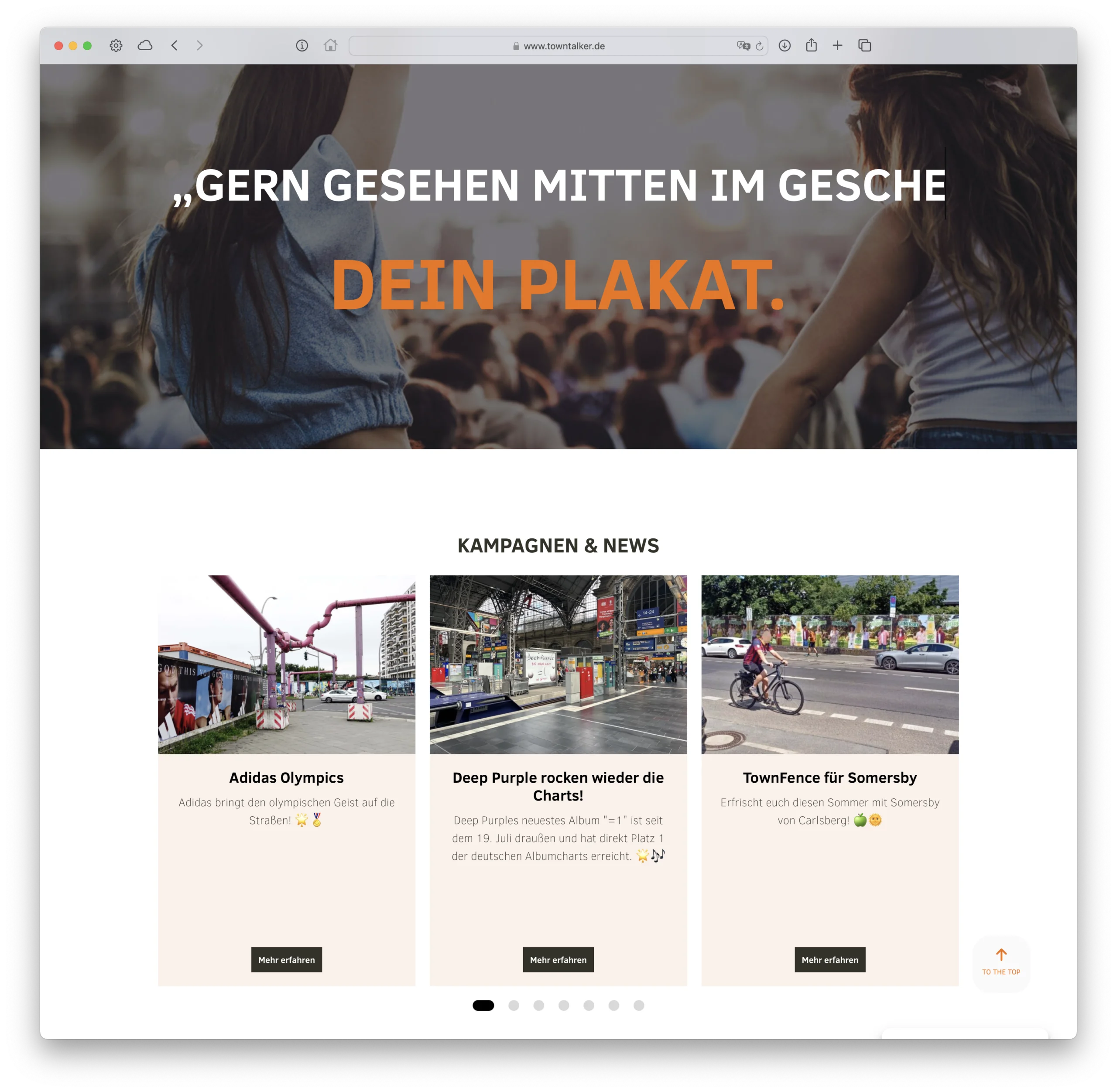 Die aktuellsten News werden auf der Startseite als Teaser dargestellt.